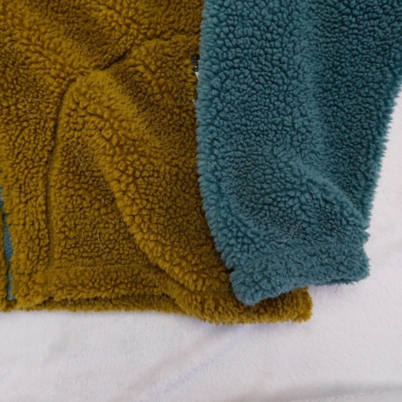 Eddie Bauer Womens Jacket Pullover M Pink Deep Pile Color Block Fleece Full Zip - Picture 13 of 13